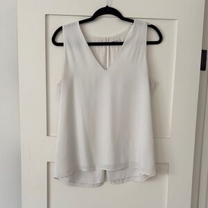 Babaton White V-Neck Sleeveless Blouse